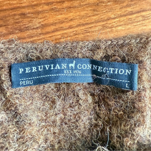 Peruvian Connection Brown V-neck Alpaca Sweater Large - Picture 8 of 13